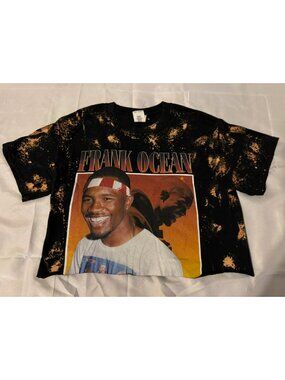 RARE Frank Ocean Custom Bleach Dye Cropped Graphic Tee Size Small